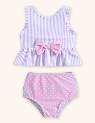 Bow Polka Dot Print Swimsuit